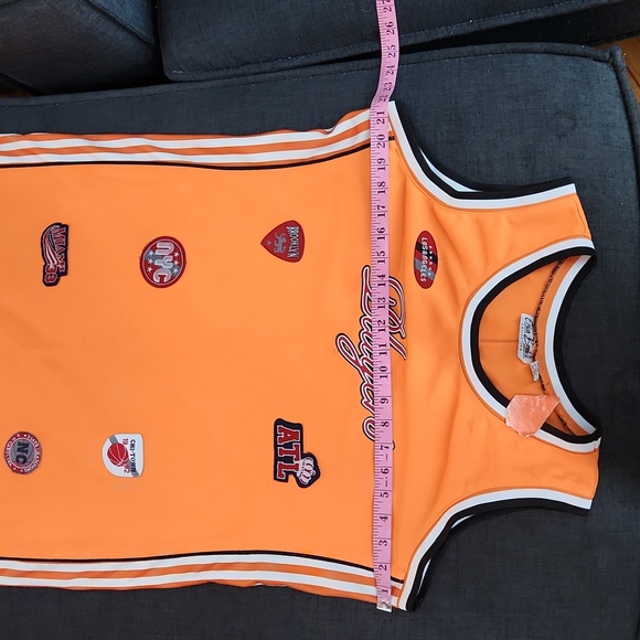 Vintage Y2K Orange Player Jersey Dress W/ Miami, New York City, Atlanta Patches - Picture 8 of 9